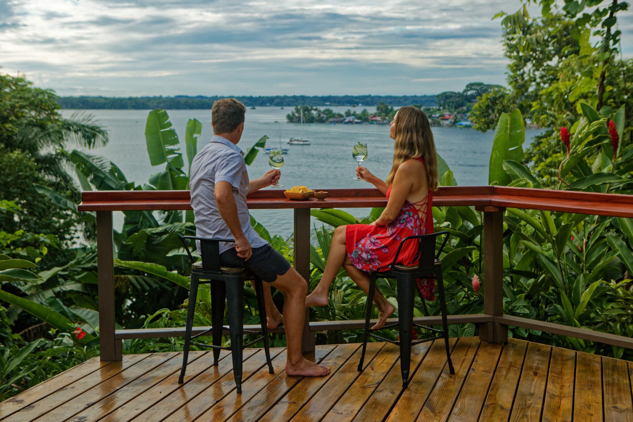 Barefoot luxury at The Lodge at Punta Rica: the deck bar over the bay in Bocas del Toro